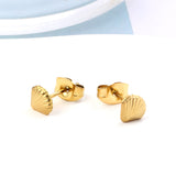 Stainless Steel Shell Cut Stud Earrings