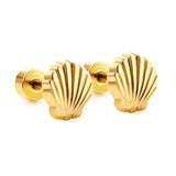 18k Gold Plated Screw Plug Shell Stud Earrings