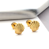 18k Gold Plated Screw Plug Shell Stud Earrings