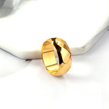 18K Gold Plated Rings Classic Flat Wide Hammer Ring Unisex