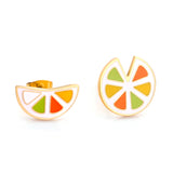 Boucles D'Oreilles Puces En Forme De Citron Multicolore Plaqué Or 18 Carats