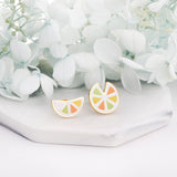 18k Gold Plated Multi-colored Lemon-shaped Stud Earrings