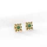 Stainless Steel Green Snowflake Stud Earrings