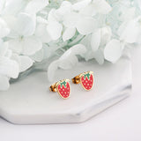 Fashion Stainless Steel Strawberry Stud Earrings