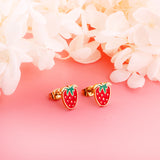 Boucles d'oreilles à la mode en forme de fraise en acier inoxydable