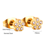 Stainless Steel Flower Shape with Diamonds Stud Earrings