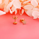 Pendientes de acero con forma de flor y diamantes