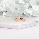 Stainless Steel Heart-shaped with Diamonds Stud Earrings