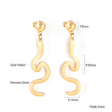 Stainless Steel Half Side Steel Ball Brushed Snake Earrings