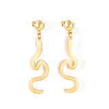 Stainless Steel Half Side Steel Ball Brushed Snake Earrings