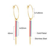 Fashion Rectangular Mixed Color With Chain Earrings