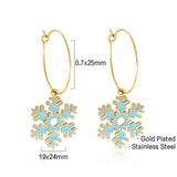 Boucles d'oreilles tendance en forme de flocon de neige en acier inoxydable