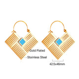 2022 Fashion Square Lake Blue Drop Oil Earrings