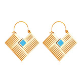 2022 Fashion Square Lake Blue Drop Oil Earrings