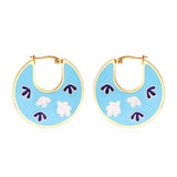 2022 Fashion Leaves Irregular Lake Blue Drop Oil Earrings