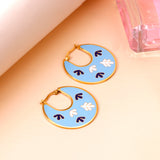 2022 Fashion Leaves Irregular Lake Blue Drop Oil Earrings