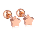 ASON Chic Style Rose Gold/Star Screw Stud Earring Stainless Steel Anti-allergy Earring Women/Kid Accessories Party Bijoux