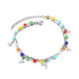 ASON Trendy Mixed Color Beads Moon And Star Accessories Multi-layer Chains Anklet Gold Color Stainless Steel For Women Gift