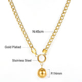 Stainless Steel Ball Charm Necklace for Women Gold Color Cuban Link Chain Choker Minimalist Girls Design Neck Collar