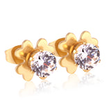 ASON Flower Shape Round AAA CZ Earring Stainless Steel Push Back Stud Earrings Female Brinco Party Wholesale 2022 New Style