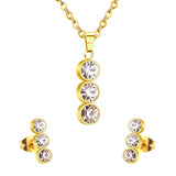 ASON 316L Stainless Steel Zircon Gold Bridal Wedding Jewelry Sets for Women 2019 Necklace Pendant Drop Earrings African Set