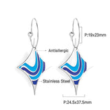 Summer Stainless Steel Geometric Hoop Earrings Minimalist Fan Leaf Shape Unusual Beach Waterproof Jewelry For Women