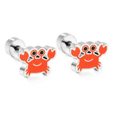 Pendientes bonitos para niñas, diseño acrílico, animales, Piercing, mariposas, pingüino de acero inoxidable, infantil, brinco