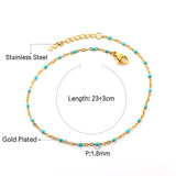 Bohemian Green Blue Yellow Beads Chain Anklets Stainless Steel Summer Ankle Bracelet Body Jewelry Gifts For Women Girl