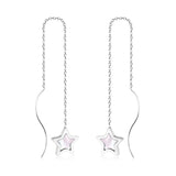 ASON Korean Style Star Shell Drop Earrings Dangle Chain Earring Stainless Steel Jewelry for Women Femme Party Gift