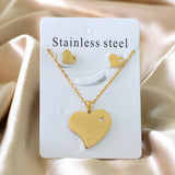 ASON Heart Shape Pendant Necklace Small Piercing Stud Earrings Jewelry Sets Gold Color Stainless Steel for Women Jewelry