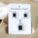 ASON Necklace Earring Sets Stainless Steel Black Shell Pendant Necklace Bijoux Children Jewelry For Girl Earrings Party