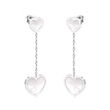 ASON Style coréen déclaration boucles d'oreilles coquille coeur balancent boucle d'oreille en acier inoxydable bijoux pour femmes Femme cadeau de fête 