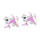 Cute Girls's Earrings Acrylic Design Animals Piercing Butterflies Stainless Steel Penguin Childlike серьги brinco