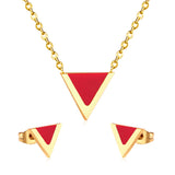 ASON-collar con colgante triangular para niños, aretes pequeños de acero inoxidable, conjuntos de joyería de concha, fiesta para niña y mujer 