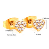 ASON Pendientes pequeños Pendientes de corona de corazón de estrella de acero inoxidable con diamantes de imitación para mujer Accesorio de joyería de color dorado 