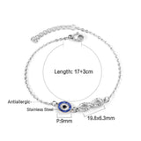 ASON Gold Color Stainless Steel Blue Eye Cubic Zirconia Anti-allergy Chain Bracelets Bangle For Women Men Fashion Jewelry