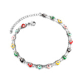 ASON Trendy Cat Eyes Mixed Color Accessories Multi-layer Chains Anklets Gold Color Stainless Steel For Women Jewelry Party