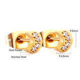 ASON Pendientes pequeños Pendientes de corona de corazón de estrella de acero inoxidable con diamantes de imitación para mujer Accesorio de joyería de color dorado 