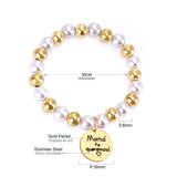 ASON Mixed Color Ball Beaded Engrave MaMa Bracelets Bangles Gold Color Stainless Steel For Women Birthday Mother's Day Gift