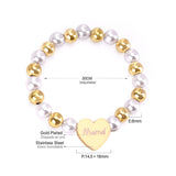 ASON Mixed Color Ball Beaded Engrave MaMa Bracelets Bangles Gold Color Stainless Steel For Women Birthday Mother's Day Gift