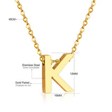 ASON Delicate Classic Style Initial 26 Letters Alphabet Chain Pendant Necklace Stainless Steel Gold Color Jewelry Chokers