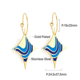 Summer Stainless Steel Geometric Hoop Earrings Minimalist Fan Leaf Shape Unusual Beach Waterproof Jewelry For Women