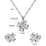 ASON – chaîne avec pendentif en forme de fleur givrée, collier, boucles d'oreilles, couleur or, en acier inoxydable, ensembles de bijoux pour femmes, à la mode 