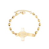 ASON joyería religiosa de acero inoxidable, pulseras con cuentas de Color dorado, brazalete para mujeres y hombres, joyería de moda, cadenas, pulseras, Rosario 