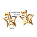 Stainless Steel Textured Metal Star Pendant Drop Huggie Earrings For Women Girls Vintage Waterproof Temperament Hoops