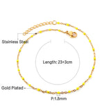 Bohemian Green Blue Yellow Beads Chain Anklets Stainless Steel Summer Ankle Bracelet Body Jewelry Gifts For Women Girl