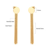 Long Chain Tassel Earrings Women's Gold Color Stainless Steel Drop Earrings Korean Fashion Party Jewelry Wholesale