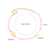 ASON, pulseras de cadenas extensoras ajustables para mujer, estilo clásico, pulseras con cuentas de cristal negro/rojo/rosa/azul, regalo para mujer 