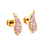 Hamsa Hand Studs Child Surgical Earrings Wing Heart Pink Charms Piercing Gold Plated Cute brincos Girls Woman Gifts