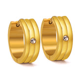 ASON Korea Simple Style Statement Piercing Hoop Earrings Jewelry for Women Men Gold Color Stainless Steel Fashion Jewelry